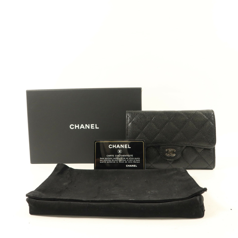 CHANEL 牛皮皮革Wallet銀扣錢包-9