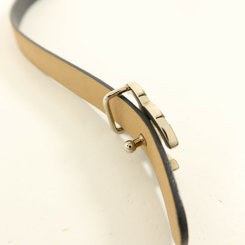 CHANEL 牛皮皮革Belt 85cm銀扣皮帶-4
