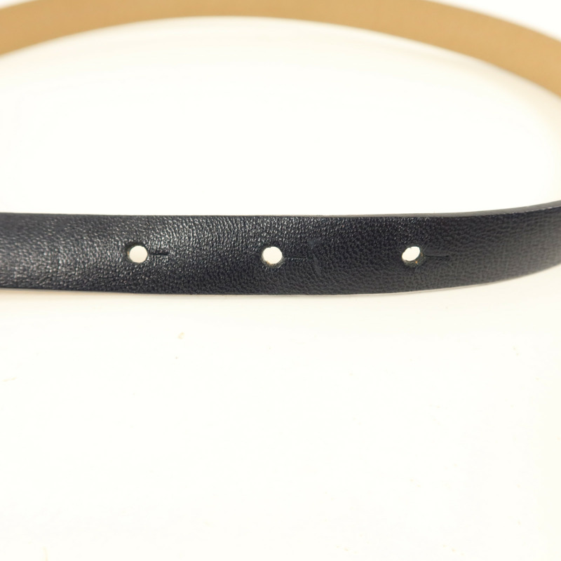 CHANEL 牛皮皮革Belt 85cm銀扣皮帶-7