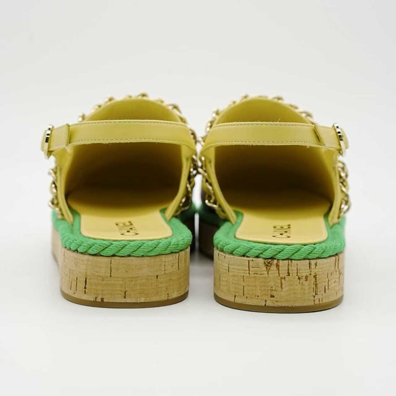 閒置新 未使用Chanel/香奈兒21春夏新款雙C編織麻繩綠白 37碼 漁夫鞋 有盒塵袋-1