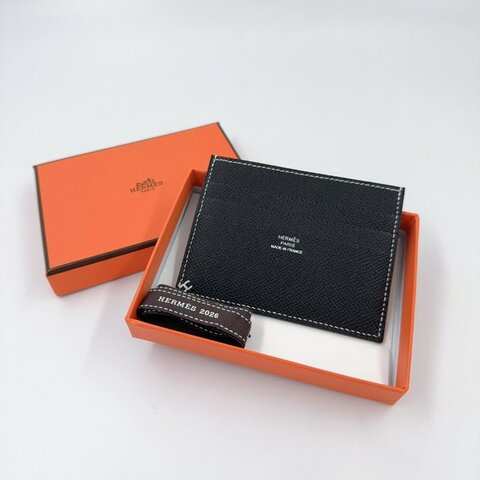 Hermes 89NOIR黑色EPSOM皮H Sellie卡片夾(僅離櫃!)