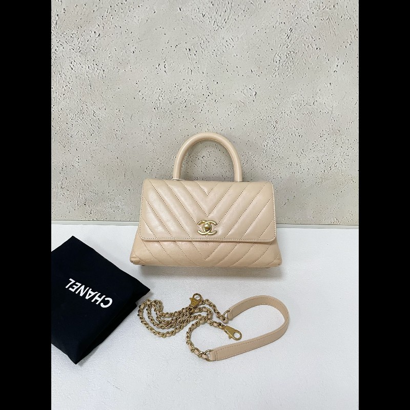 Chanel V Sharp Coco Handle Small 小號 裸粉色-0