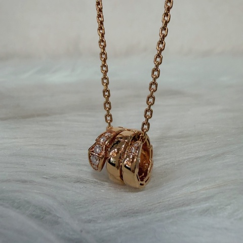 BVLGARI 357794 Serpenti Viper 18K 玫瑰金 半密鑲鑽石 張凌赫款 項鍊