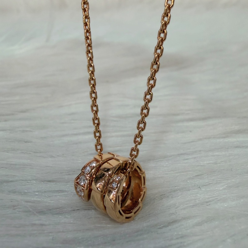 BVLGARI 357794 Serpenti Viper 18K 玫瑰金 半密鑲鑽石 張凌赫款 項鍊-1