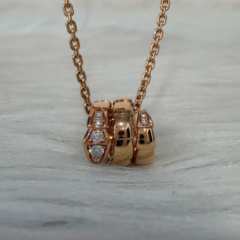 BVLGARI 357794 Serpenti Viper 18K 玫瑰金 半密鑲鑽石 張凌赫款 項鍊-2