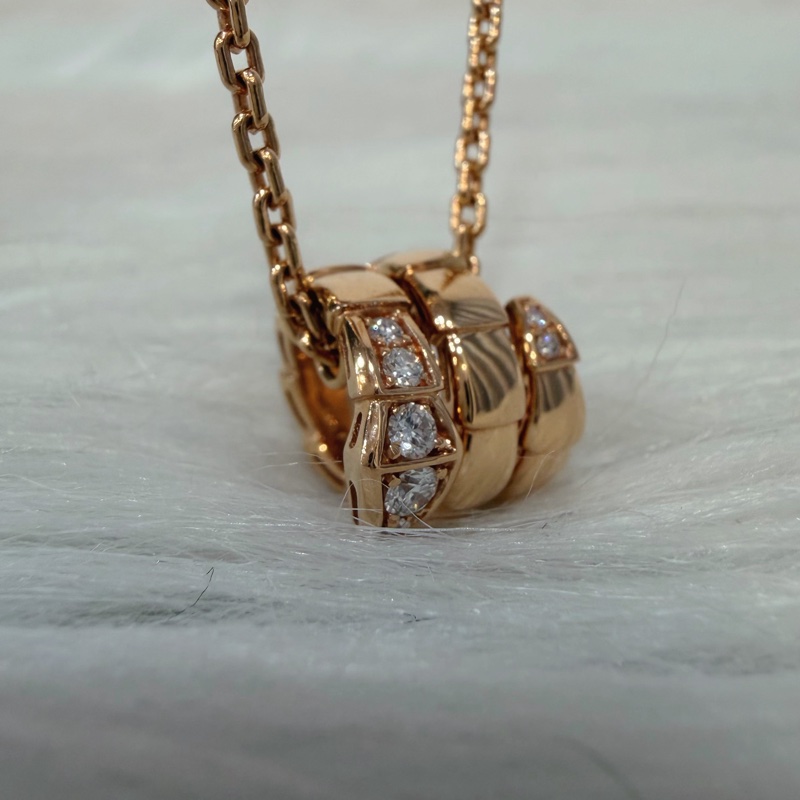 BVLGARI 357794 Serpenti Viper 18K 玫瑰金 半密鑲鑽石 張凌赫款 項鍊-3