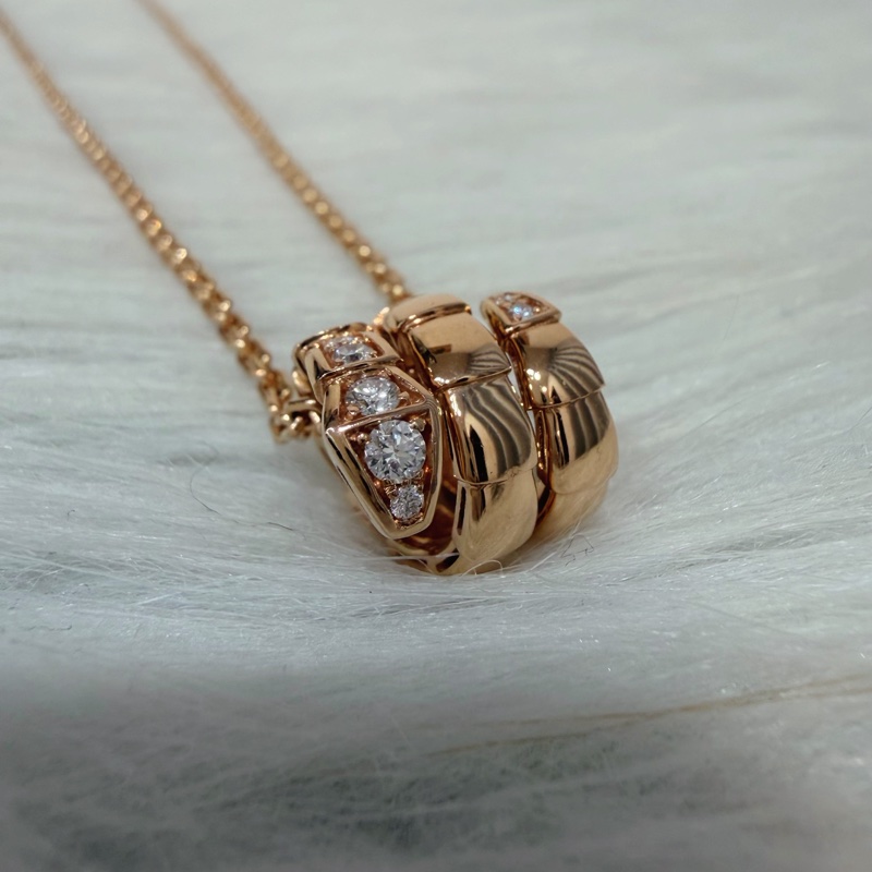 BVLGARI 357794 Serpenti Viper 18K 玫瑰金 半密鑲鑽石 張凌赫款 項鍊-5