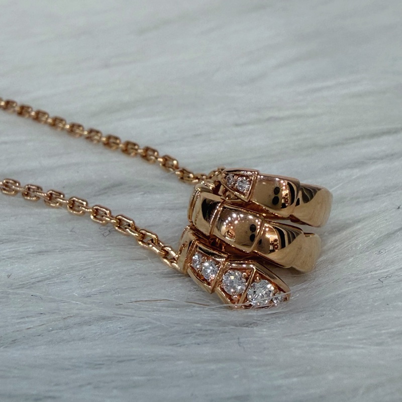 BVLGARI 357794 Serpenti Viper 18K 玫瑰金 半密鑲鑽石 張凌赫款 項鍊-6