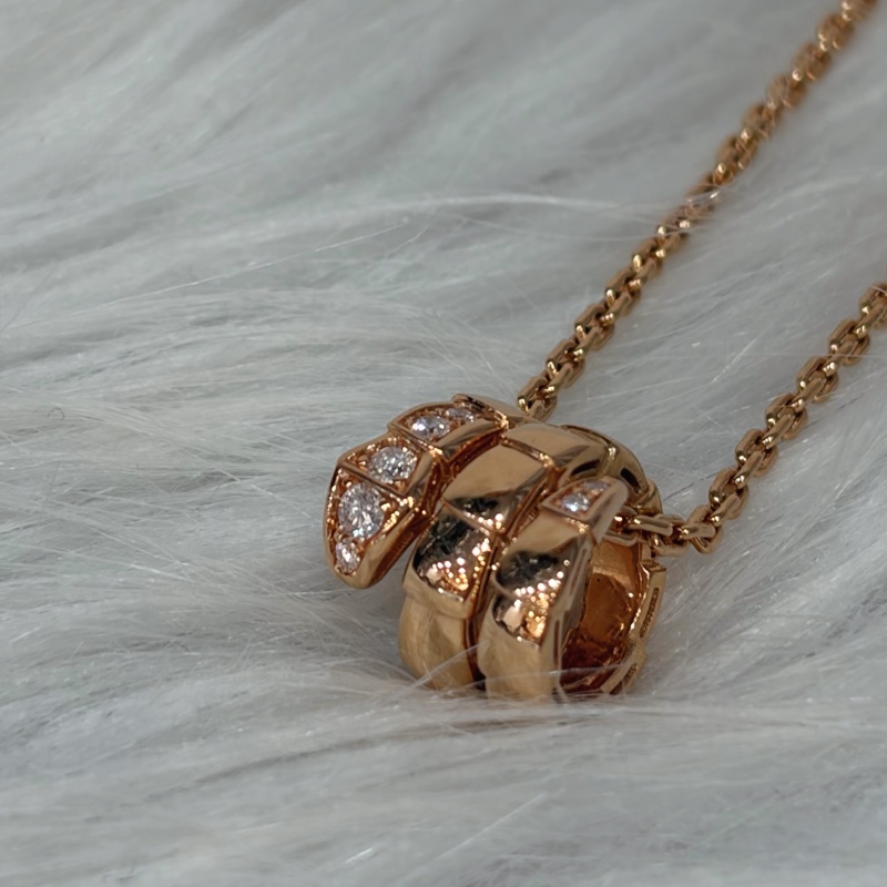 BVLGARI 357794 Serpenti Viper 18K 玫瑰金 半密鑲鑽石 張凌赫款 項鍊-9