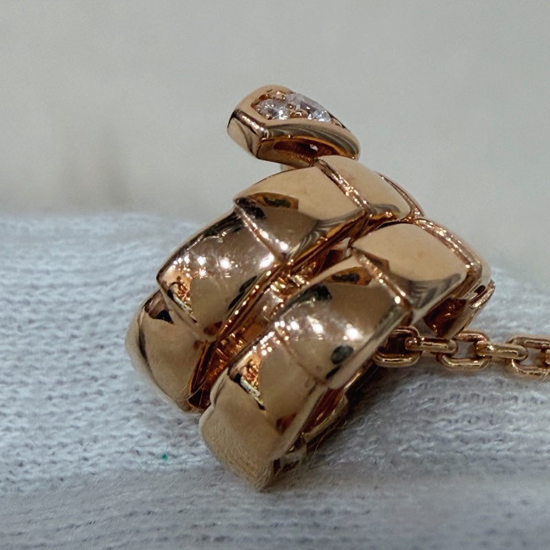 BVLGARI 357794 Serpenti Viper 18K 玫瑰金 半密鑲鑽石 張凌赫款 項鍊-11