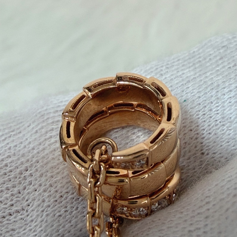 BVLGARI 357794 Serpenti Viper 18K 玫瑰金 半密鑲鑽石 張凌赫款 項鍊-15