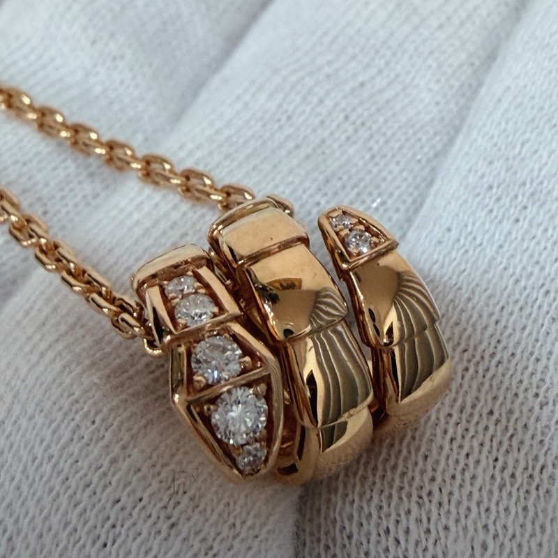 BVLGARI 357794 Serpenti Viper 18K 玫瑰金 半密鑲鑽石 張凌赫款 項鍊-35