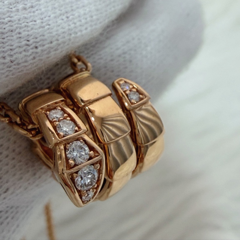 BVLGARI 357794 Serpenti Viper 18K 玫瑰金 半密鑲鑽石 張凌赫款 項鍊-37