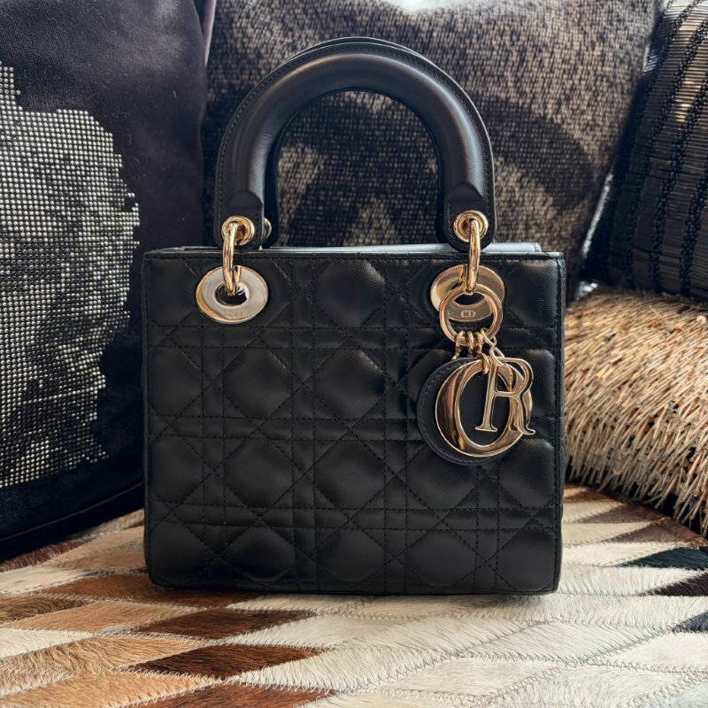 DIOR 小羊皮5x5黛妃包含背帶 黑色-2