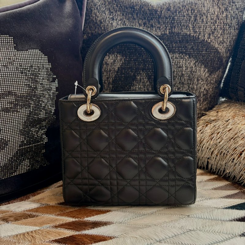 DIOR 小羊皮5x5黛妃包含背帶 黑色-3
