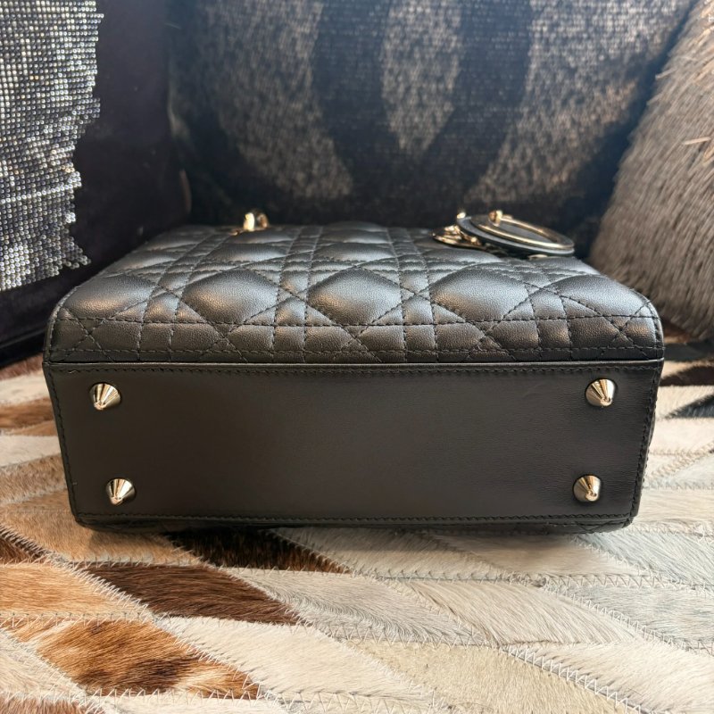 DIOR 小羊皮5x5黛妃包含背帶 黑色-5