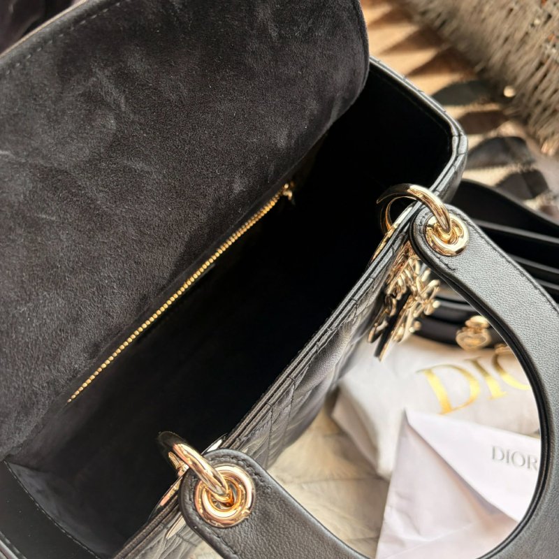 DIOR 小羊皮5x5黛妃包含背帶 黑色-6