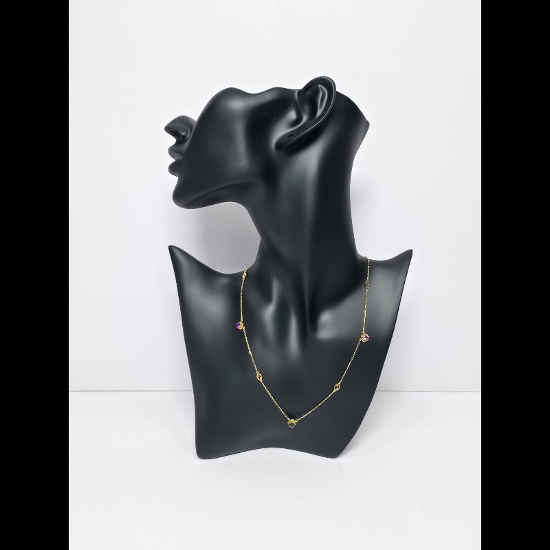 Gucci - 18K Yellow Gold Rainbow Gemstones Interlocking G Necklace-0