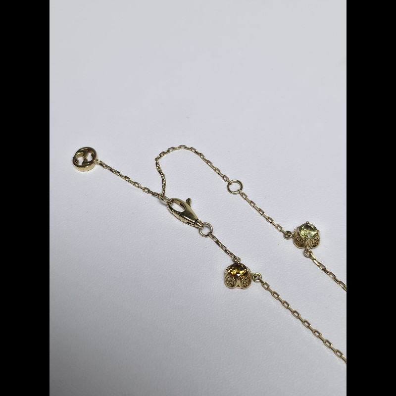 Gucci - 18K Yellow Gold Rainbow Gemstones Interlocking G Necklace-4