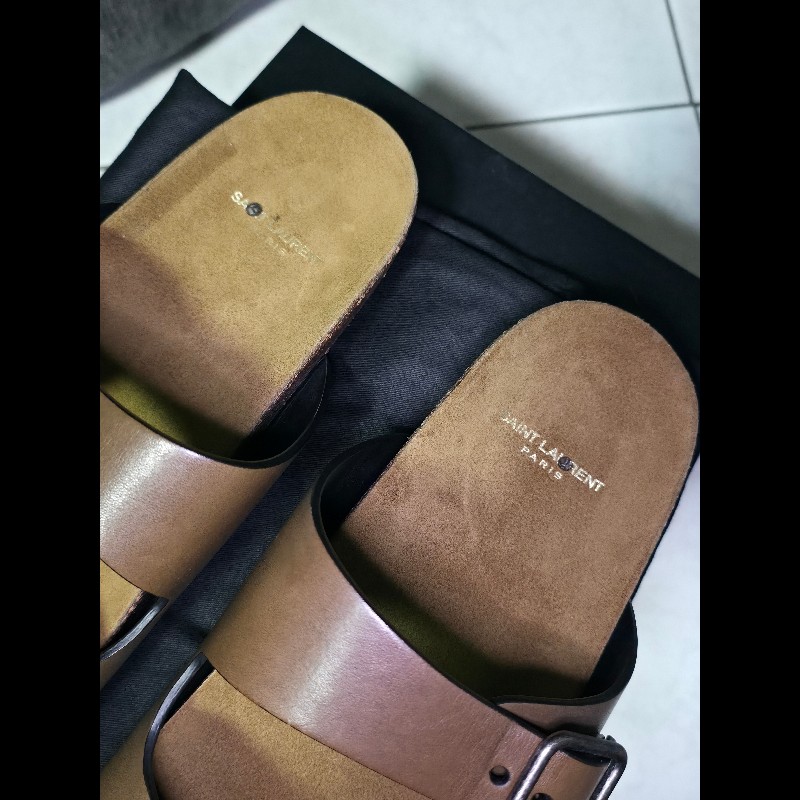 [全新]Saint Laurent YSL 棕色 柏肯拖鞋 42-3