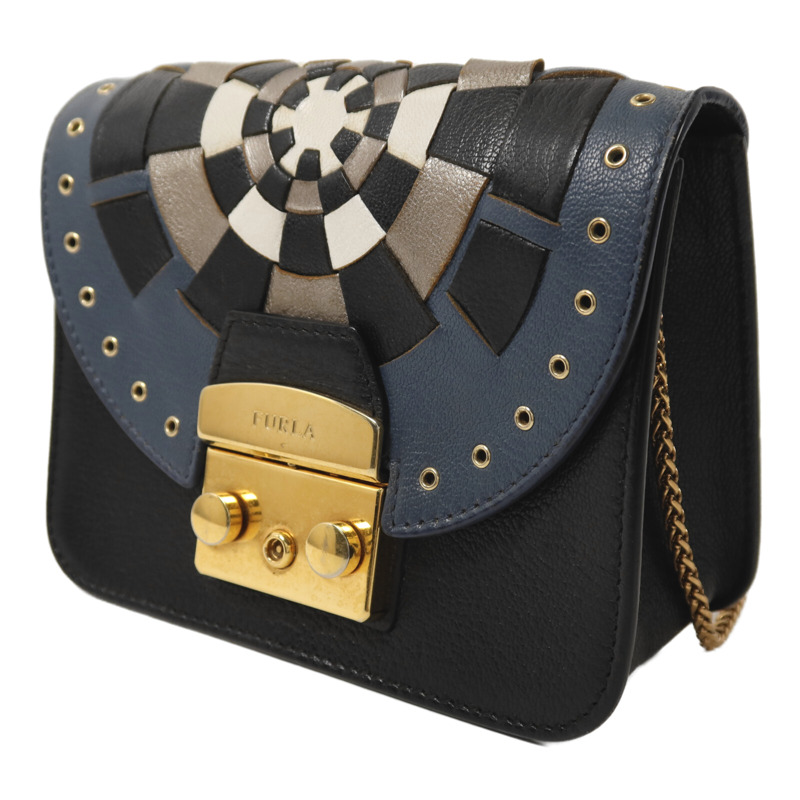 Furla 牛皮皮革Shoulder Bag金扣鏈帶肩背袋-2