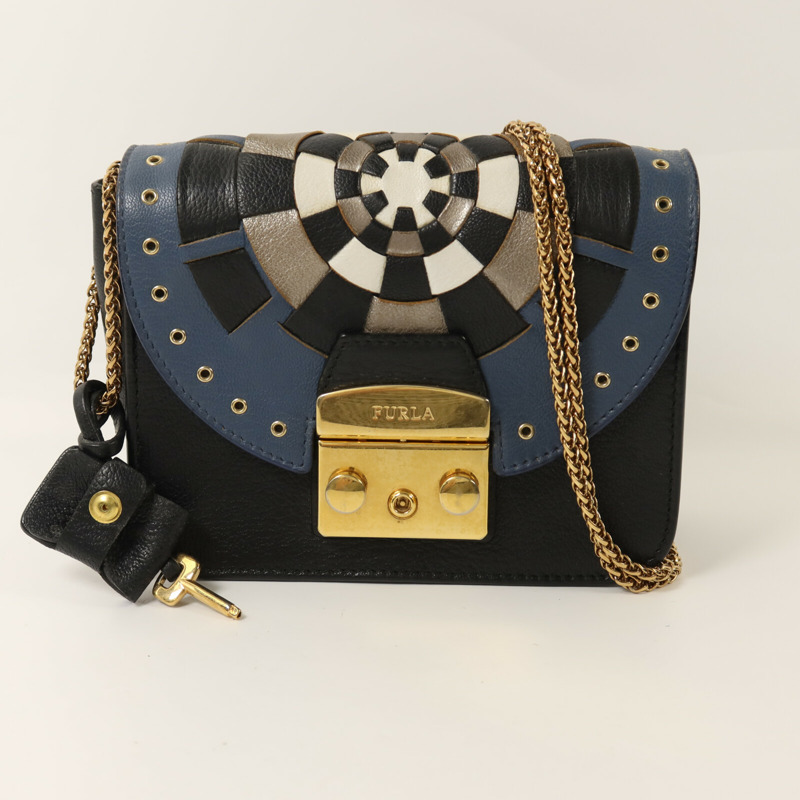 Furla 牛皮皮革Shoulder Bag金扣鏈帶肩背袋-7
