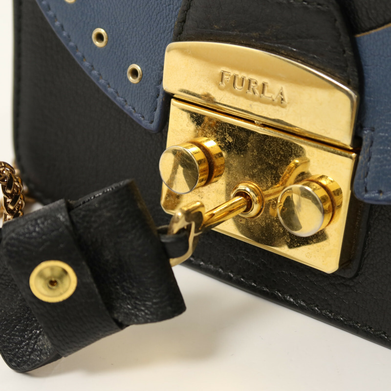 Furla 牛皮皮革Shoulder Bag金扣鏈帶肩背袋-8