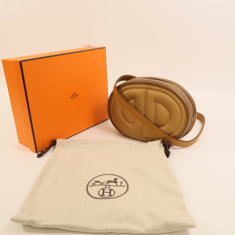 HERMES Swift皮革In The Loop Belt Bag銀扣腰包Biscuit/Sesame-8