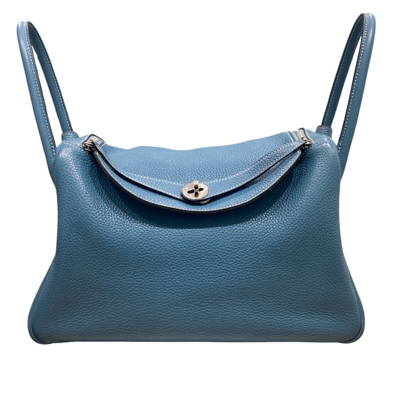 HERMES 愛馬仕  LINDY 34 TC牛皮 藍色 銀扣-0