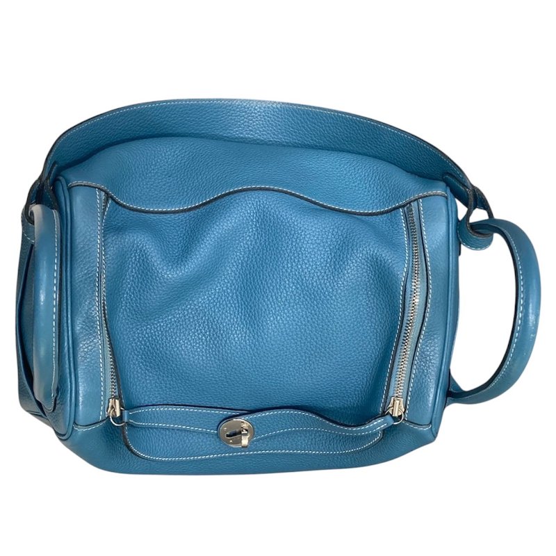 HERMES 愛馬仕  LINDY 34 TC牛皮 藍色 銀扣-10