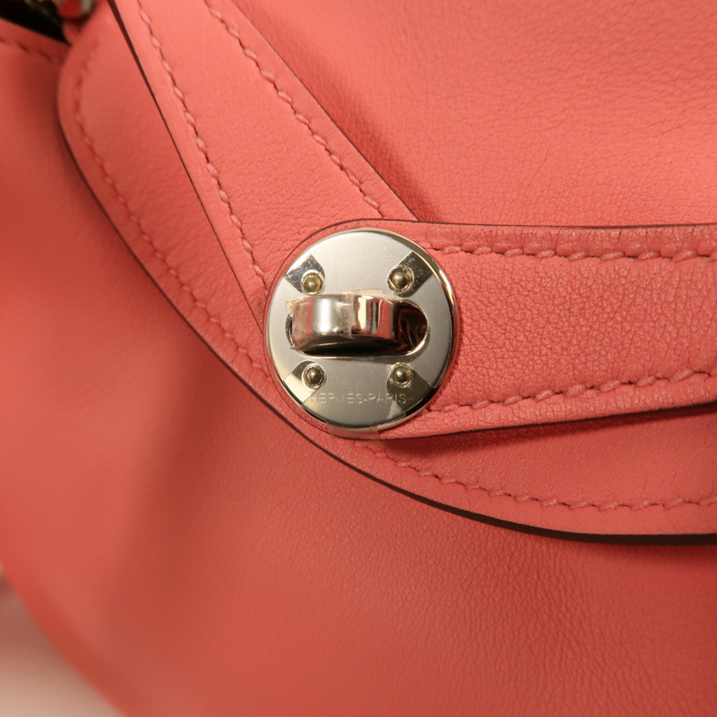 HERMES Swift皮革Mini Lindy銀扣手挽肩背兩用袋Rose Azalee-8