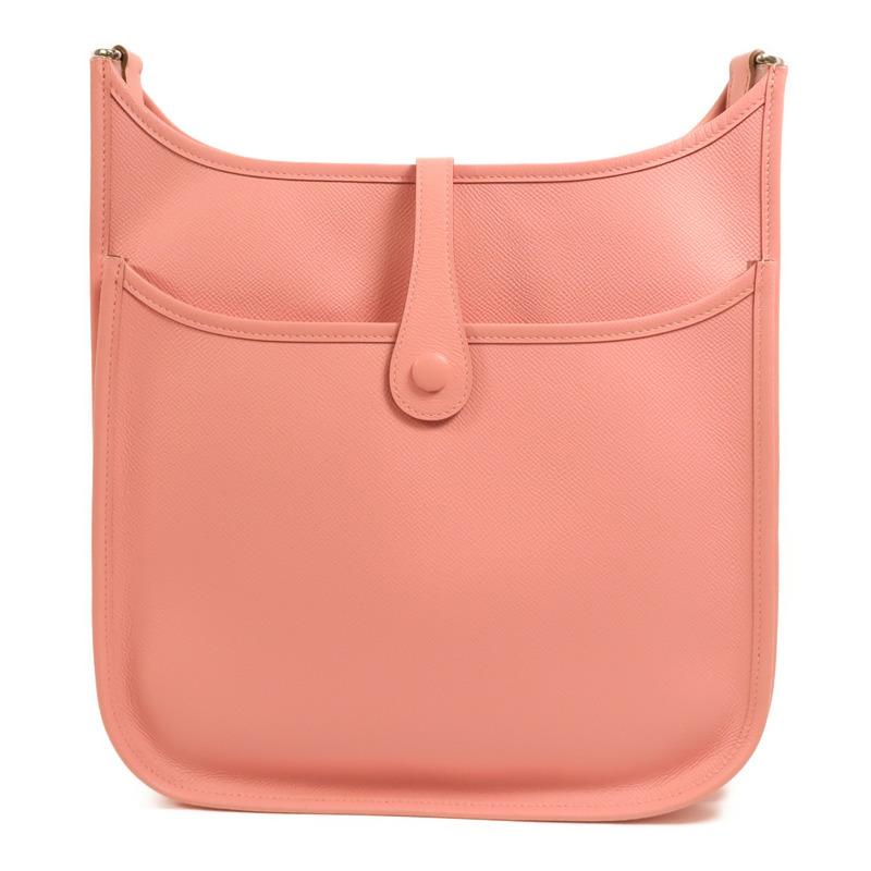 HERMES Epsom皮革Evelyne PM銀扣肩背袋Rose Confetti-1