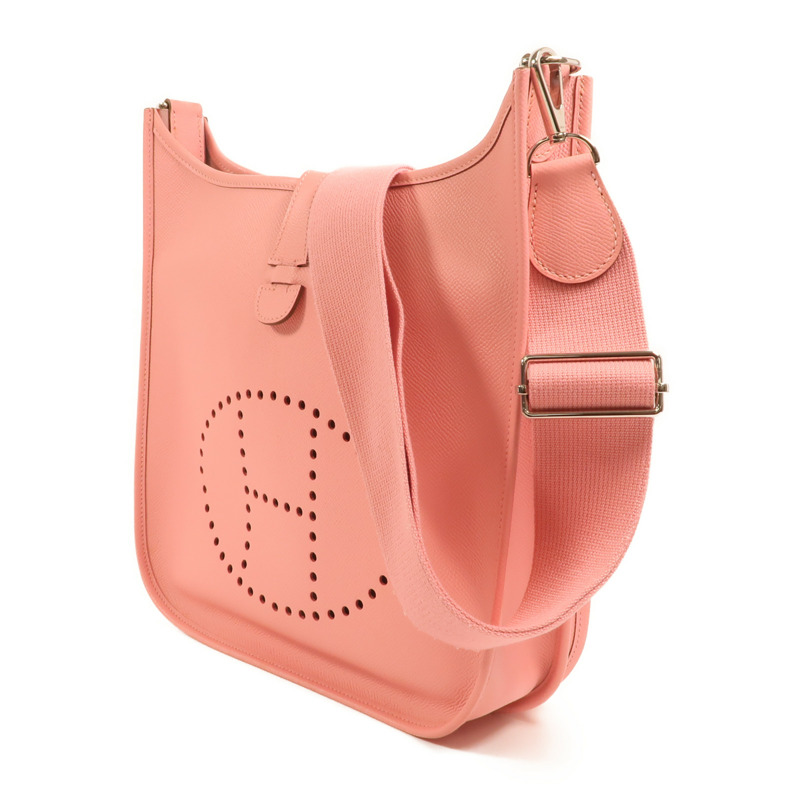HERMES Epsom皮革Evelyne PM銀扣肩背袋Rose Confetti-2
