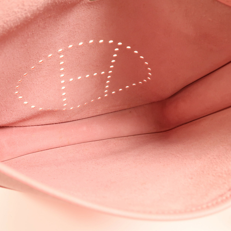 HERMES Epsom皮革Evelyne PM銀扣肩背袋Rose Confetti-4