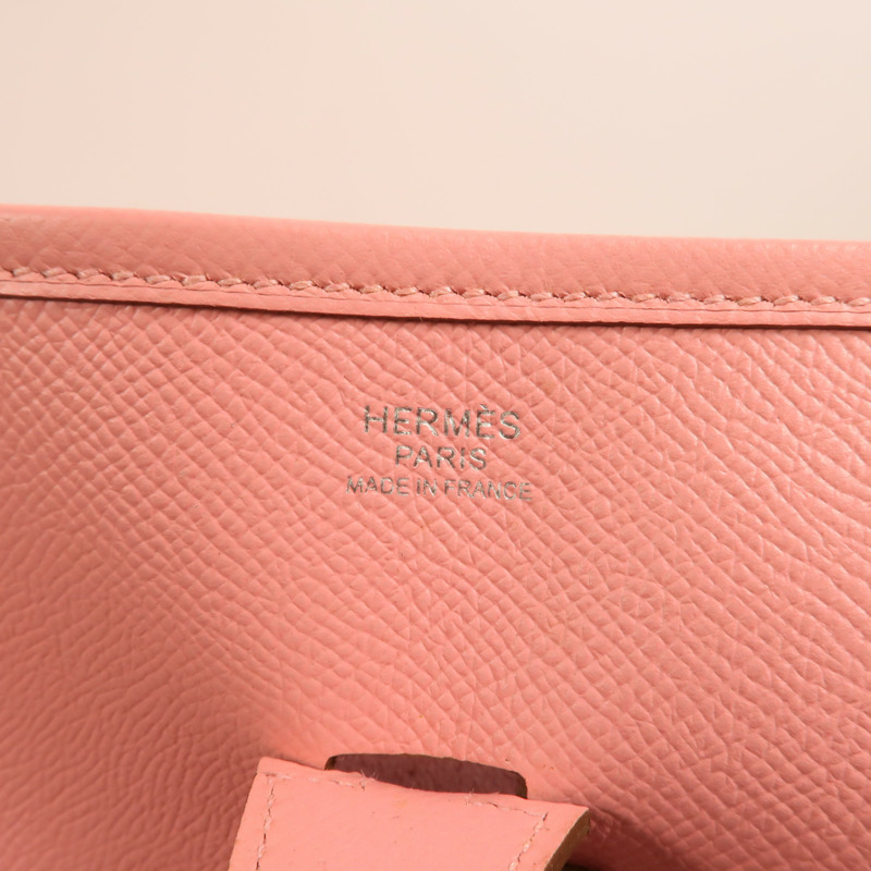HERMES Epsom皮革Evelyne PM銀扣肩背袋Rose Confetti-5