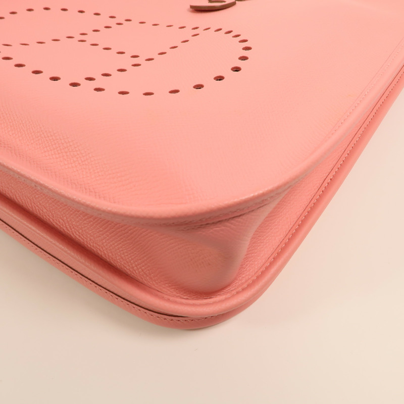 HERMES Epsom皮革Evelyne PM銀扣肩背袋Rose Confetti-10