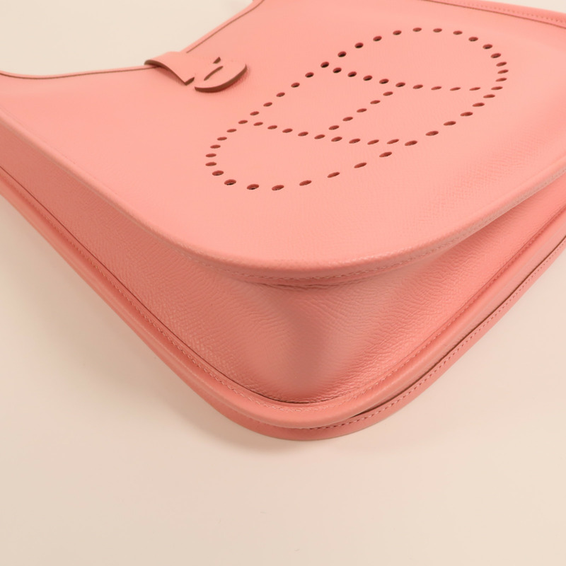HERMES Epsom皮革Evelyne PM銀扣肩背袋Rose Confetti-11