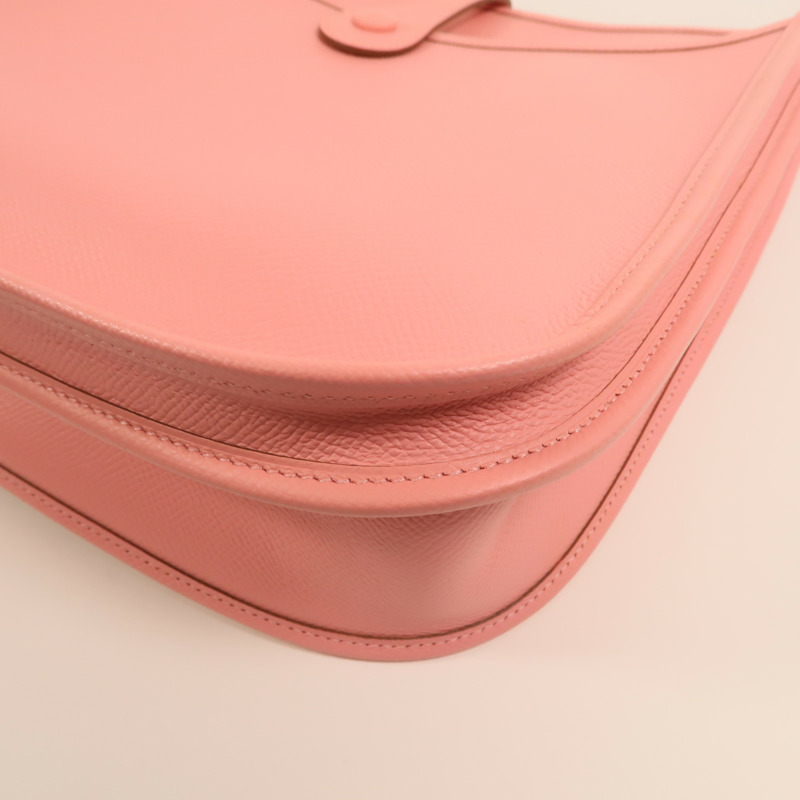 HERMES Epsom皮革Evelyne PM銀扣肩背袋Rose Confetti-12