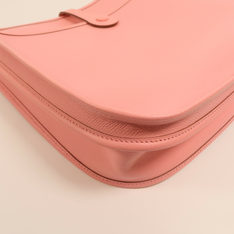 HERMES Epsom皮革Evelyne PM銀扣肩背袋Rose Confetti-13