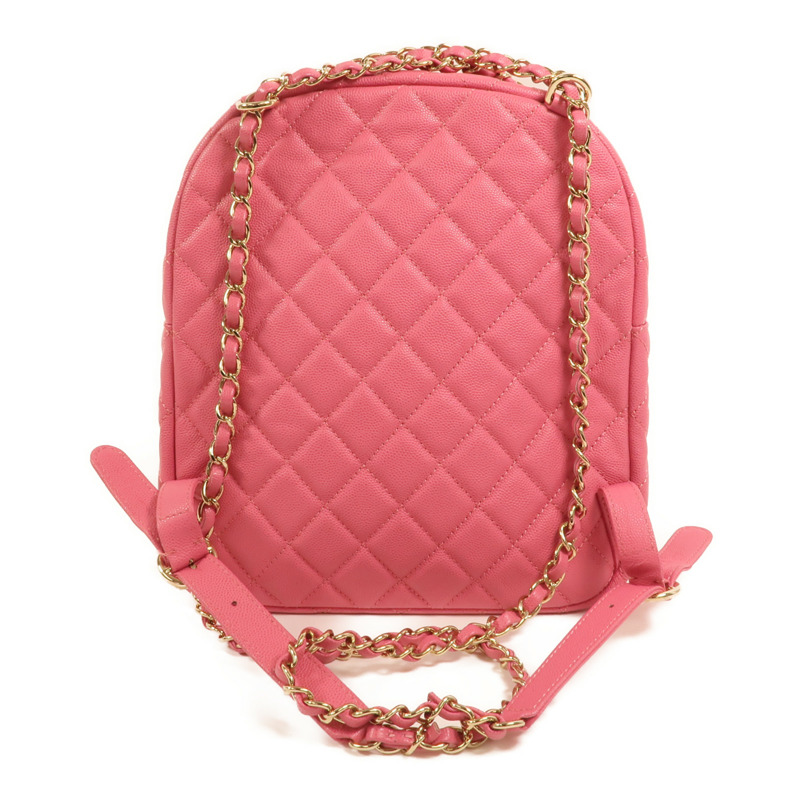 CHANEL 牛皮皮革Rucksack金扣鏈帶背包-1