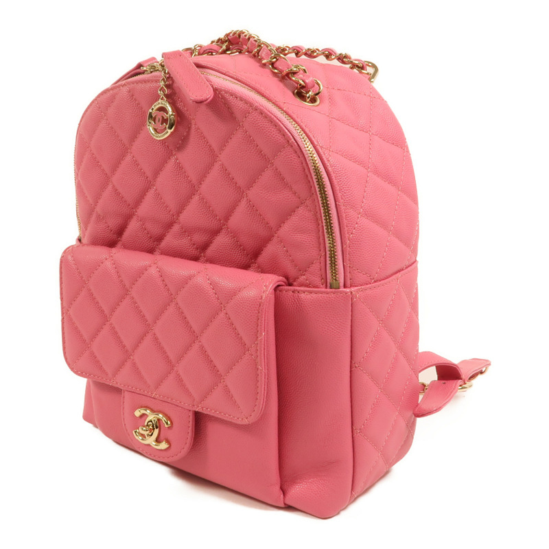 CHANEL 牛皮皮革Rucksack金扣鏈帶背包-2