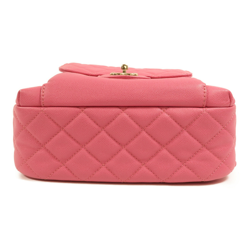 CHANEL 牛皮皮革Rucksack金扣鏈帶背包-3