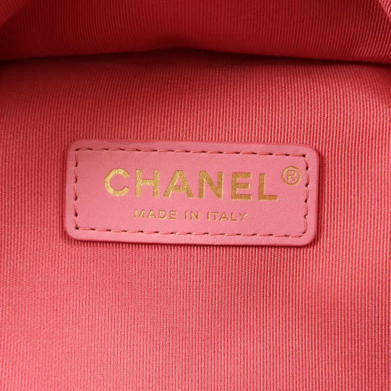 CHANEL 牛皮皮革Rucksack金扣鏈帶背包-5