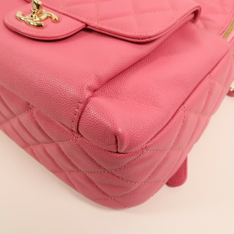 CHANEL 牛皮皮革Rucksack金扣鏈帶背包-11