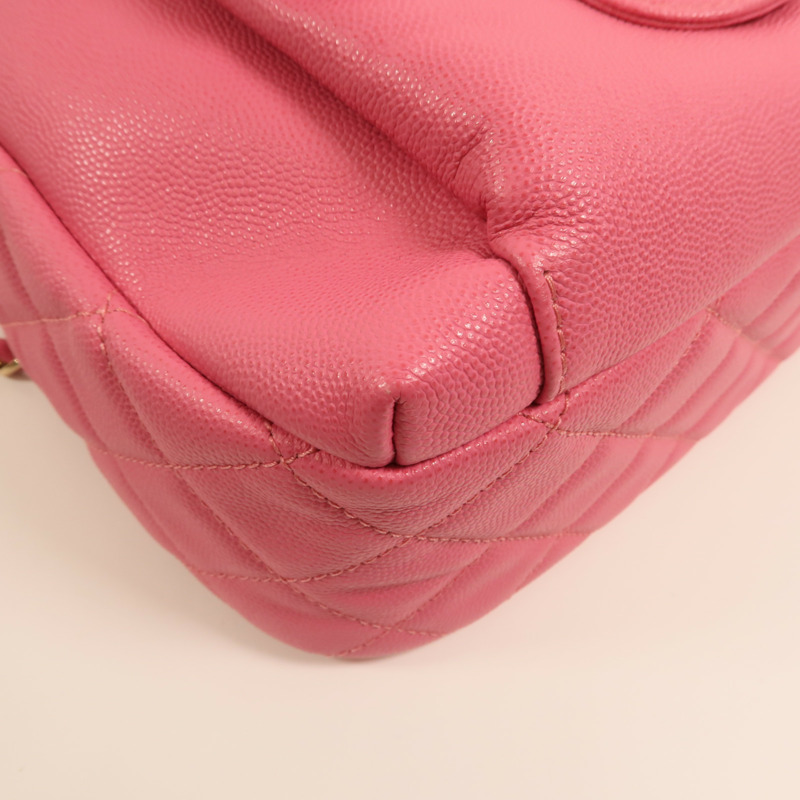 CHANEL 牛皮皮革Rucksack金扣鏈帶背包-12