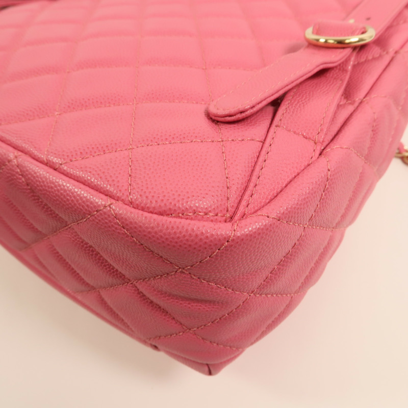 CHANEL 牛皮皮革Rucksack金扣鏈帶背包-13