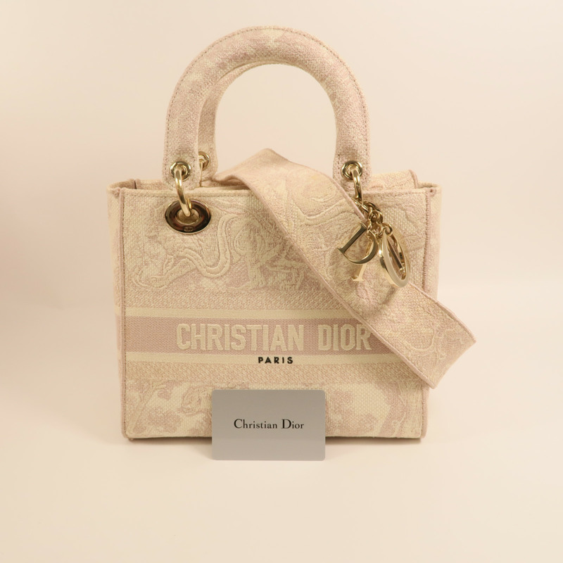 Dior 帆布Lady Dior金扣手挽肩背兩用袋-10