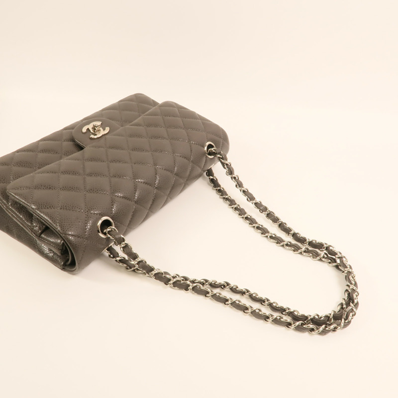 CHANEL 牛皮皮革Classic 25銀扣鏈帶肩背袋-7