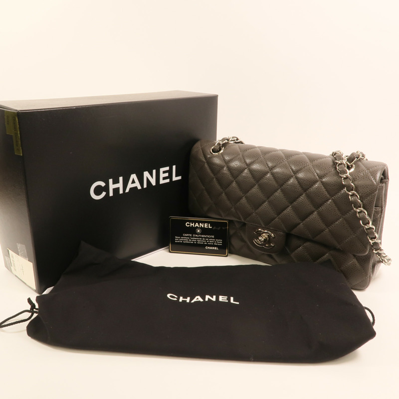 CHANEL 牛皮皮革Classic 25銀扣鏈帶肩背袋-10