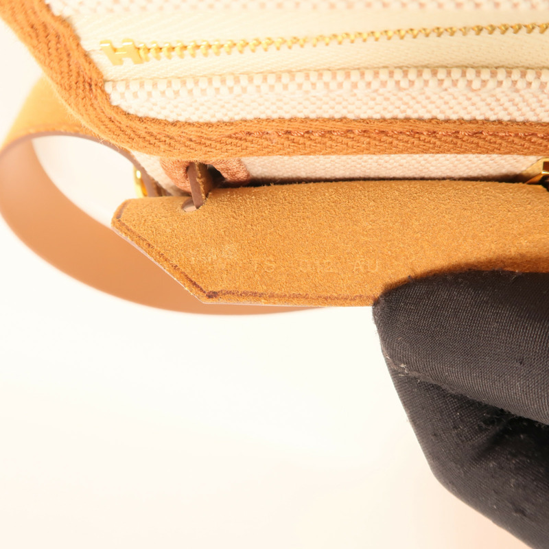 HERMES 帆布Mini Herbag金扣肩背袋Beige/Gold-6